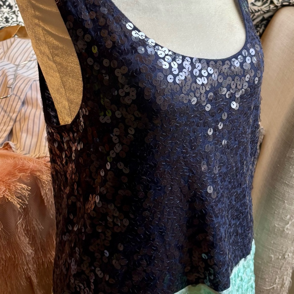 Sequin Sleeveless Top - blues